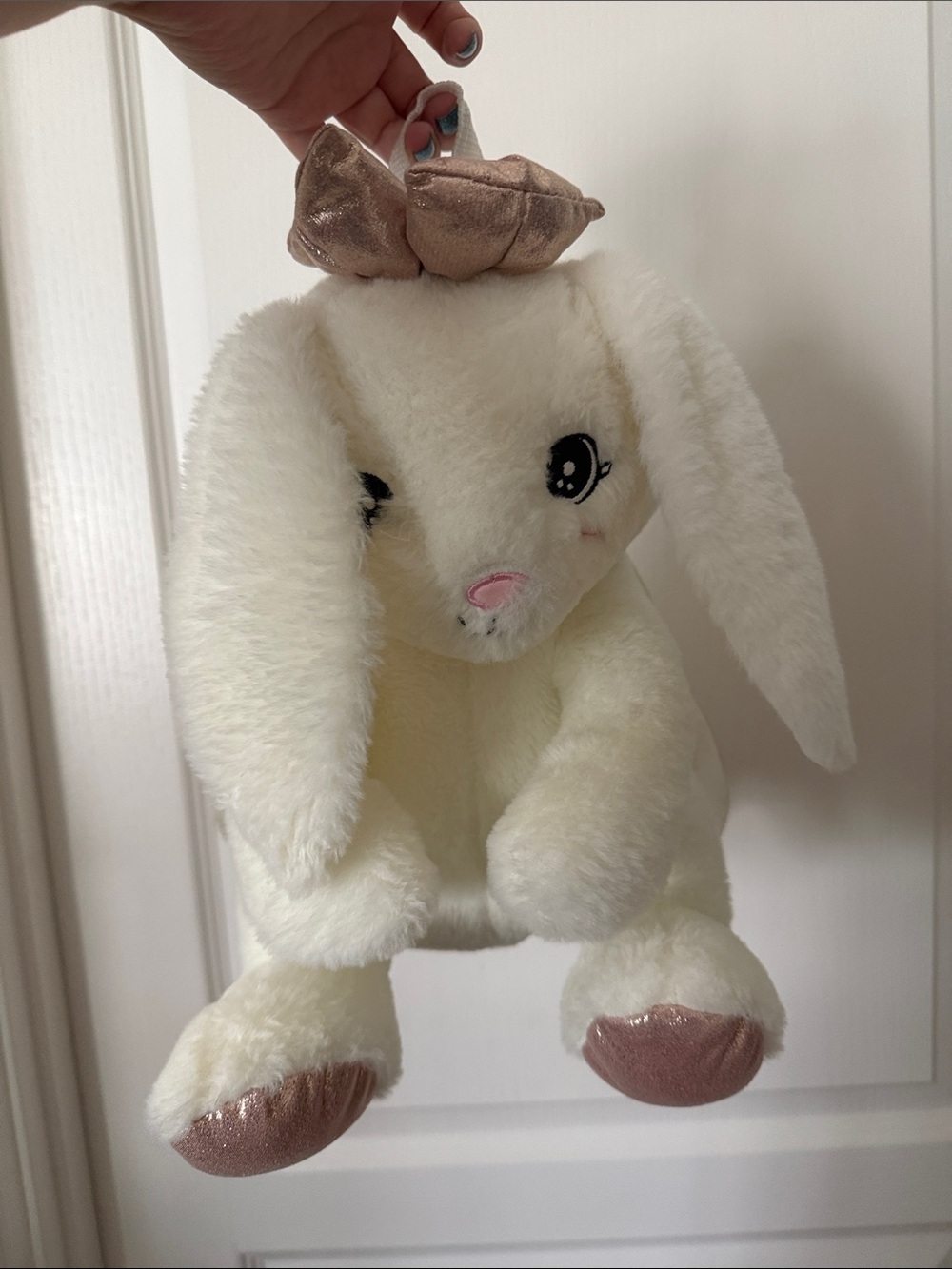 Backpack Plush White Bunny